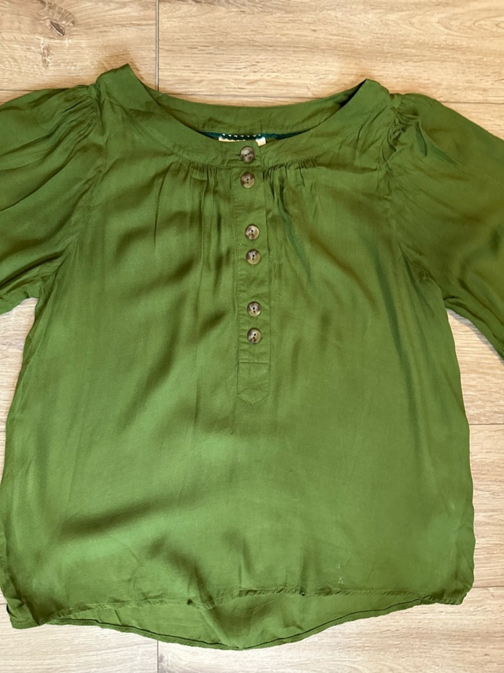 Maeve Anthropology- Olive Green Button Front Blouse